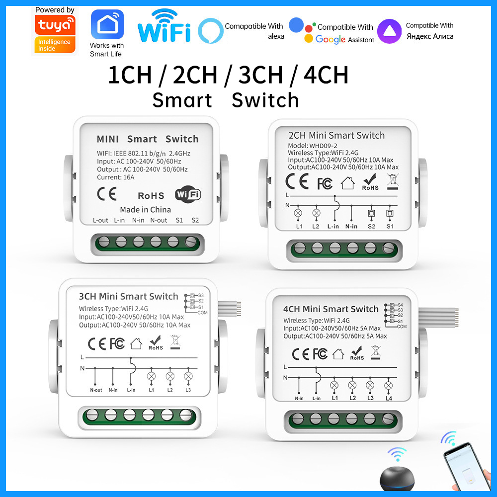 Tuya WiFi Smart Switch 1/2/3/4 - Smart Home Voice Control reseña y precio