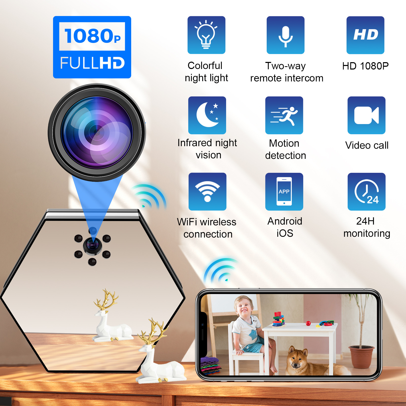 1080P WIFI LED Night Light Hid - Smart Baby Night Light reseña y precio
