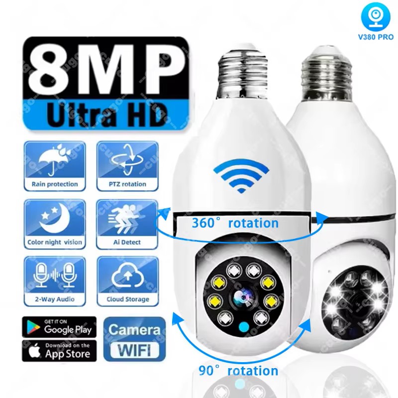 8MP E27 Bulb Surveillance Came - Smart Baby Night Light reseña y precio