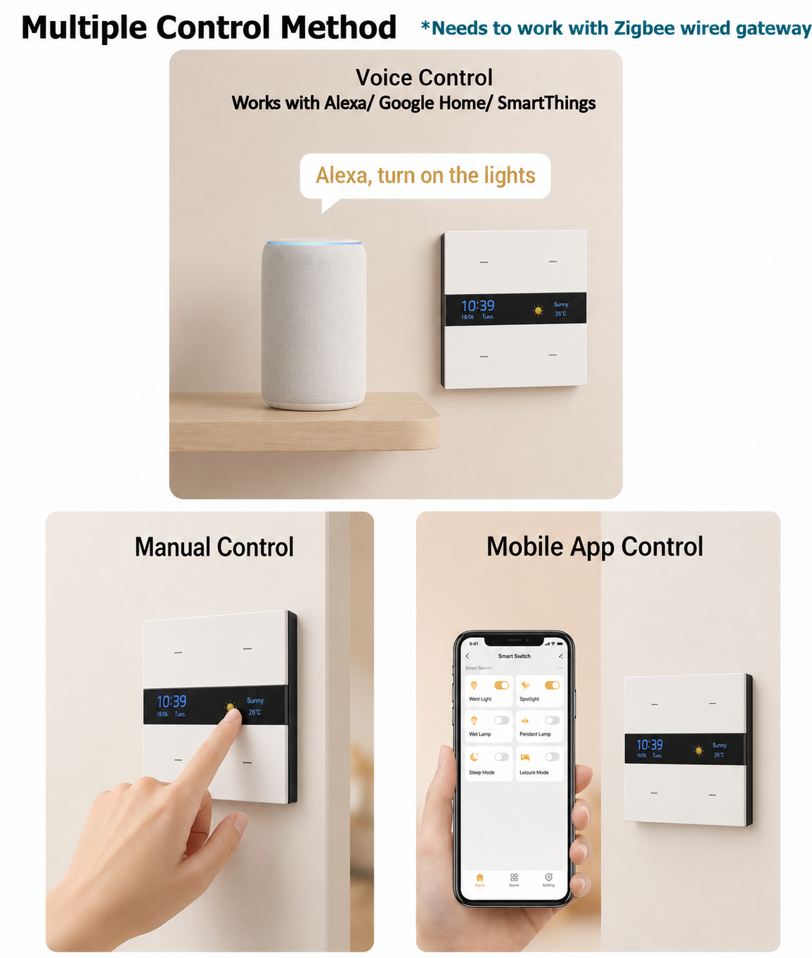 M8 Pro Zigbee Smart Switch Pan - Smart Home Voice Control reseña y precio